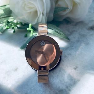 Movado Bold Crystal & Rose Gold Watch